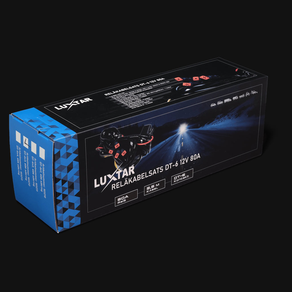Luxtar Reläkabelsats DT-6 X1 | 12V | 80A Relä